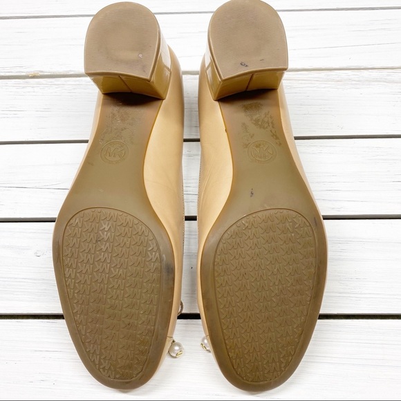 Michael Kors Quilted Nude Beige Patent Leather Ballet Chunky Heel 10 - Picture 5 of 12